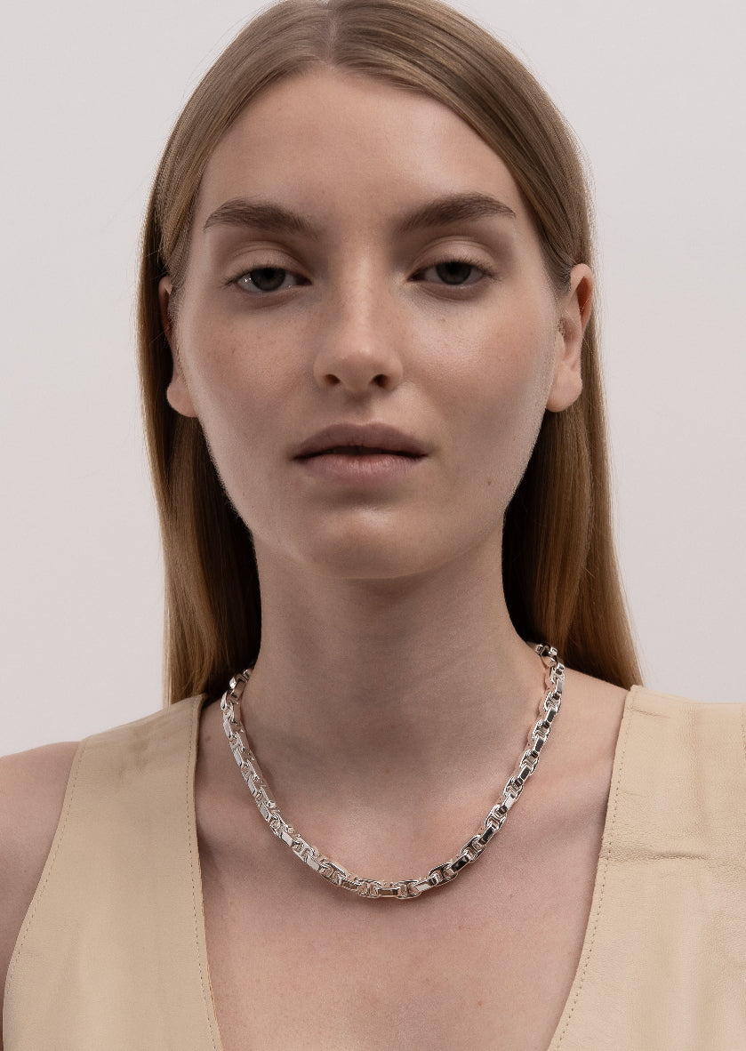 アクセサリー VAINON Solder-Style Chain Necklace Velo Chaîne Necklace - Silver Plated – Skultuna 1607