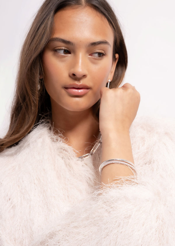 Simplicity Pavé Bangle - Silver Plated