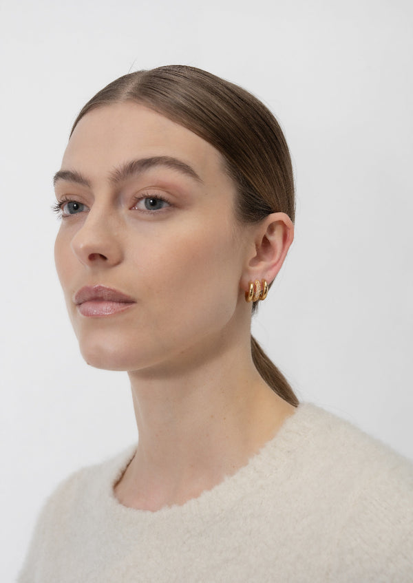 Simplicity Pavé Hoop Earrings - Gold Plated - Small