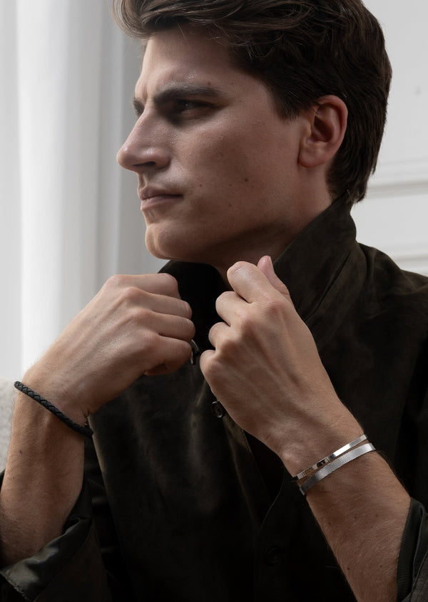Ribbed Cuff - Silver Plated