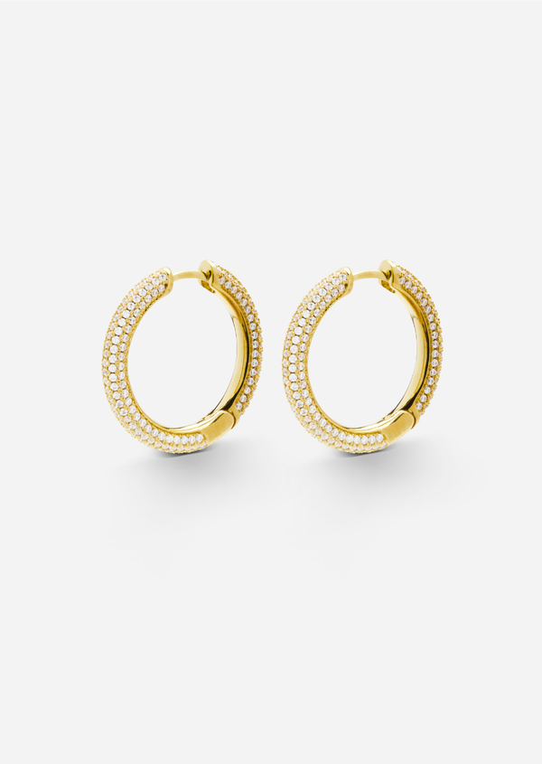 Simplicity Pavé Hoop Earrings - Gold Plated - Medium