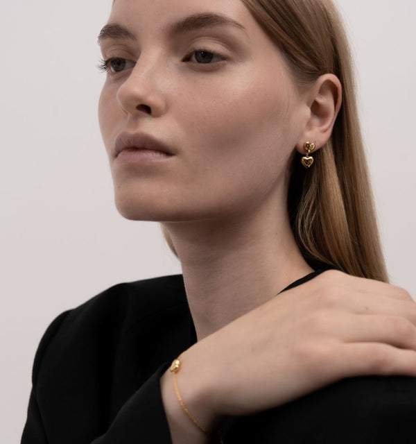 Heart Drop Earrings - Gold Vermeil