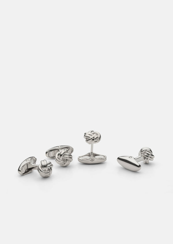 Knot Shirt Studs - Silver Plated