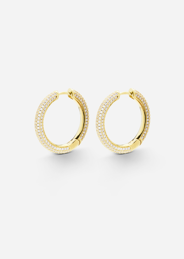 Simplicity Pavé Hoop Earrings - Gold Plated - Medium