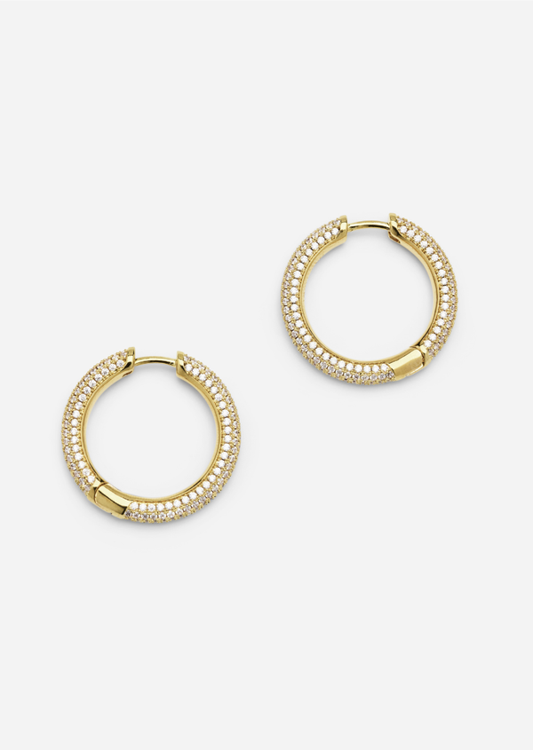 Simplicity Pavé Hoop Earrings - Gold Plated - Medium