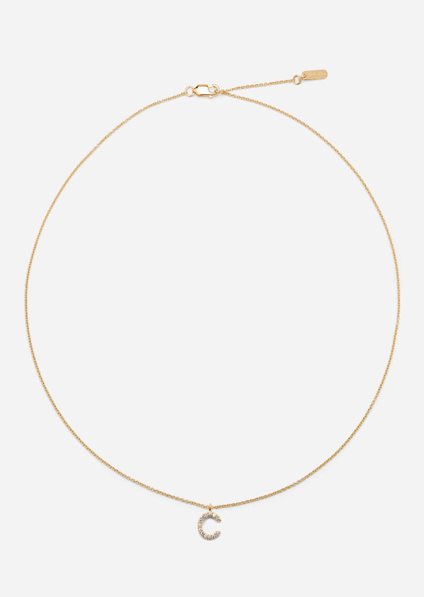 Pavé Letter - Gold Vermeil - C