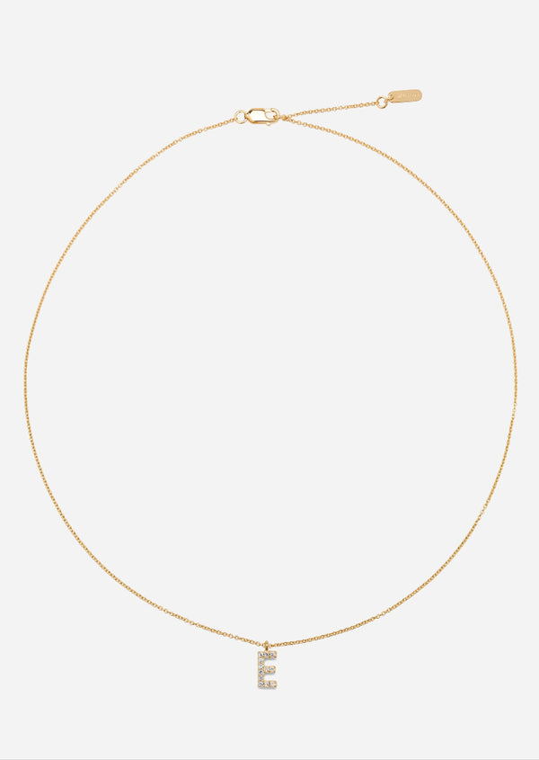Pavé Letter - Gold Vermeil - E