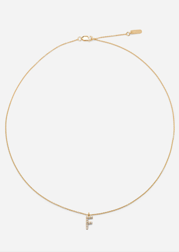 Pavé Letter - Gold Vermeil - F