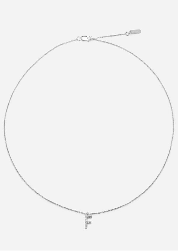 Pavé Letter - Sterling Silver - F