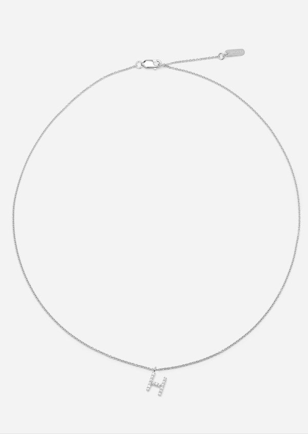 Pavé Letter - Sterling Silver - H