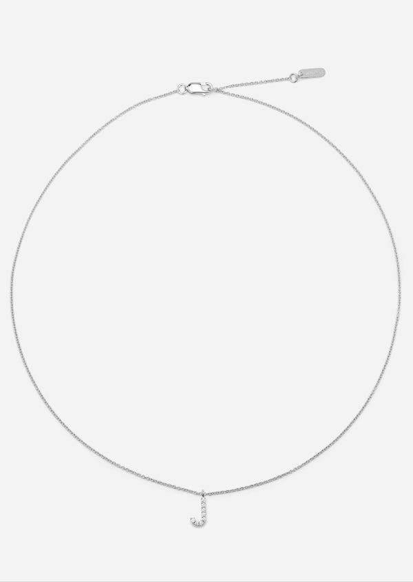 Pavé Letter - Sterling Silver - J