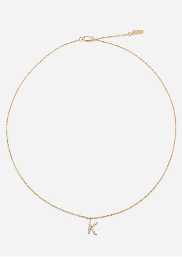Pavé Letter - Gold Vermeil - K