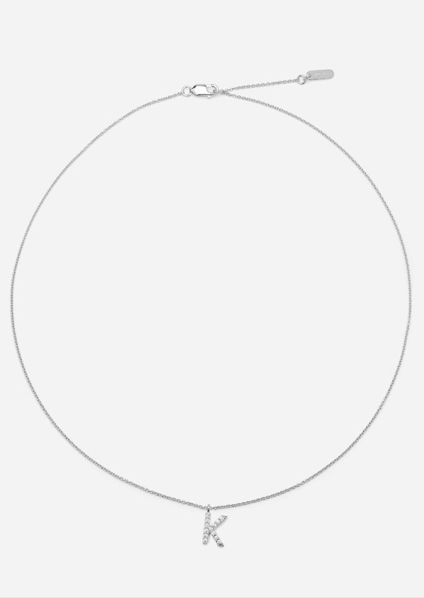 Pavé Letter - Sterling Silver - K