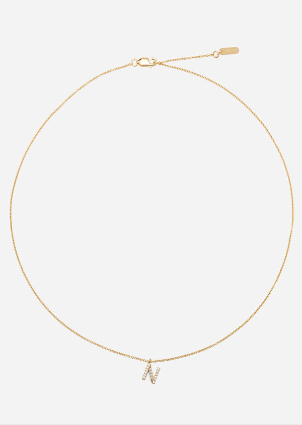 Pavé Letter - Gold Vermeil - N