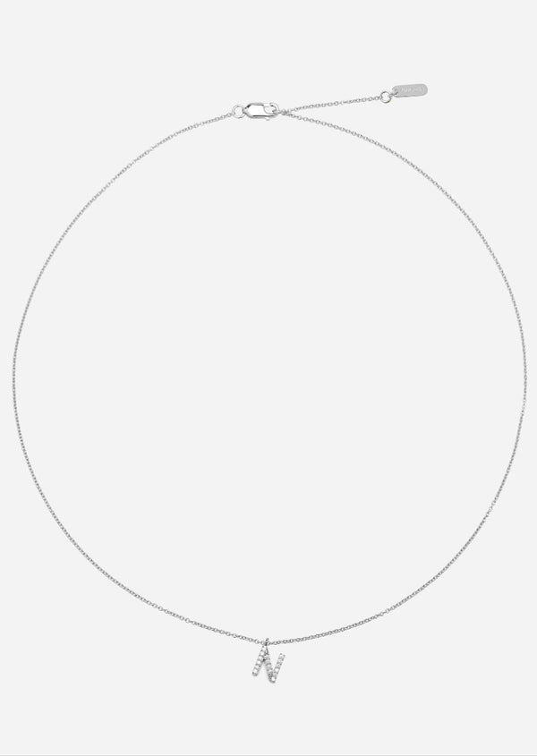 Pavé Letter - Sterling Silver - N