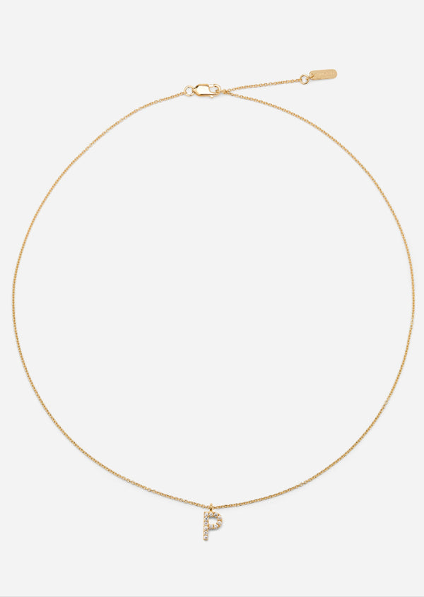 Pavé Letter - Gold Vermeil - P