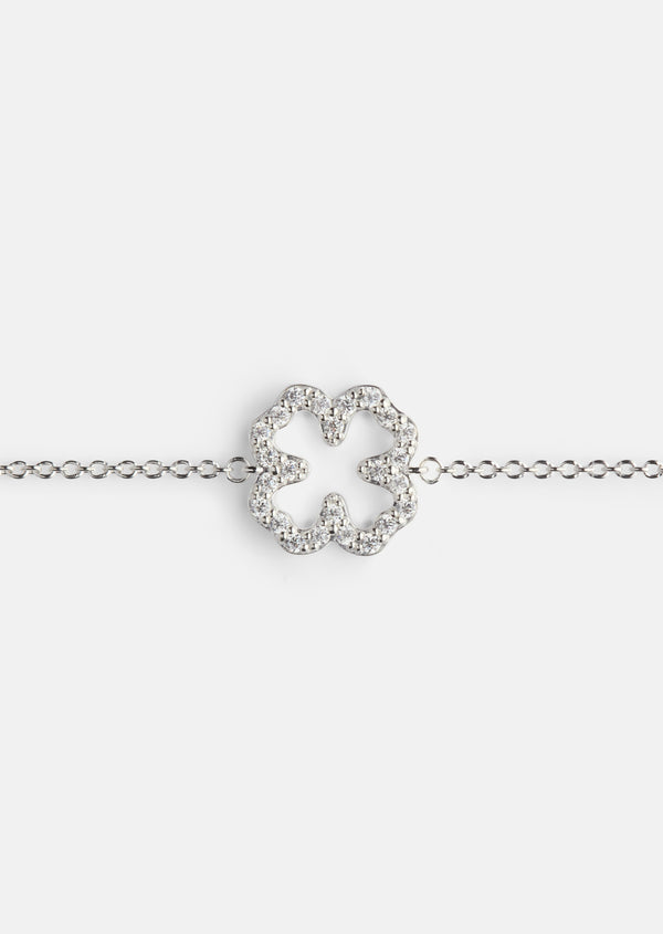 Skultuna Pavé Series - Four Leaf Clover Bracelet - Sterling Silver