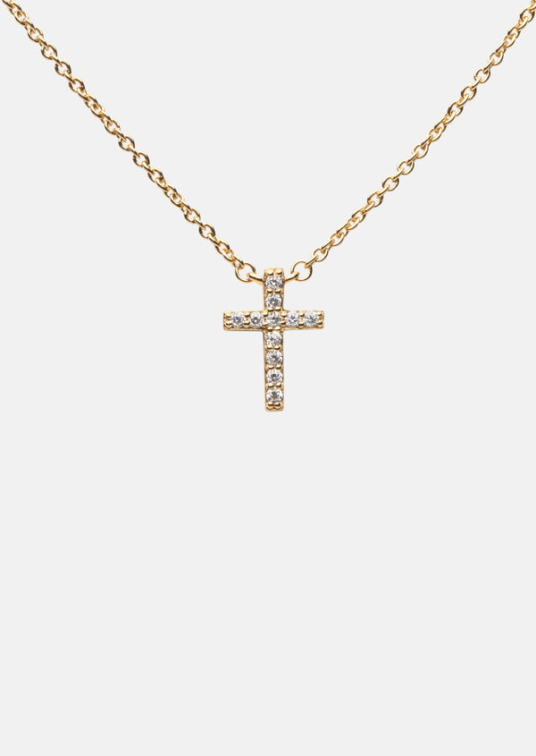 Skultuna Pavé Series - Cross Necklace - Gold Vermeil