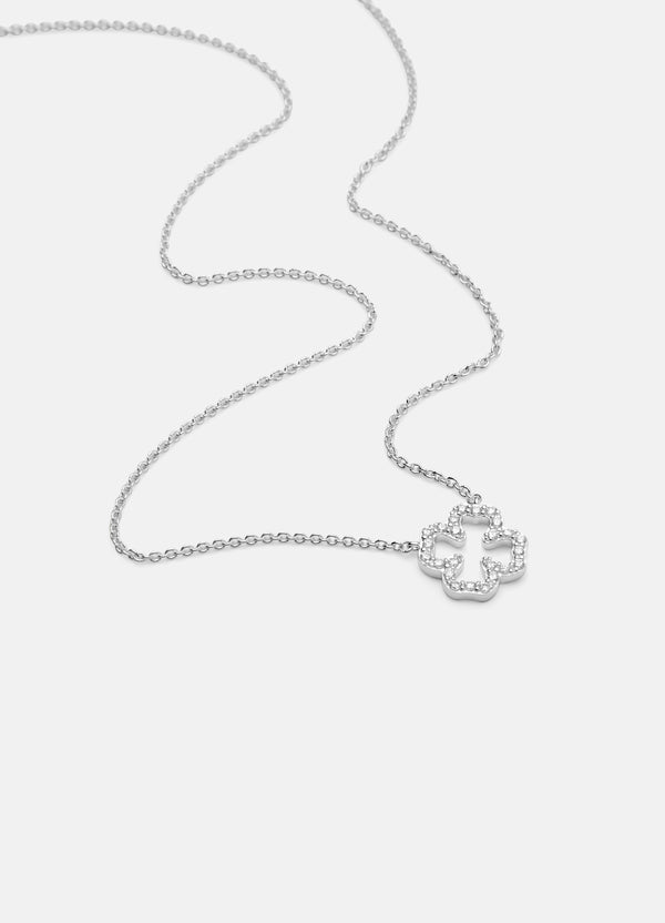 Skultuna Pavé Series - Four Leaf Clover Necklace - Sterling Silver