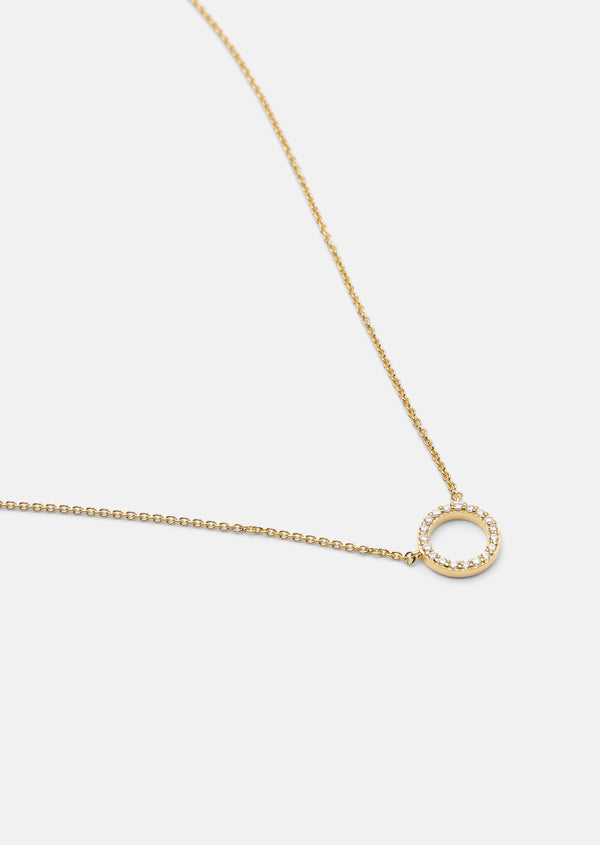 Skultuna Pavé Series - Circle Necklace - Gold Vermeil