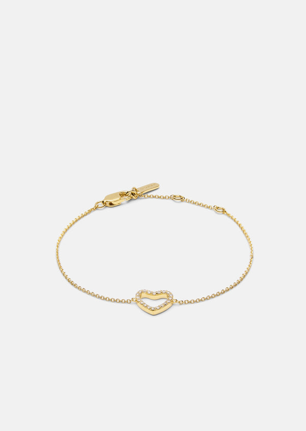 Skultuna Pavé Series - Heart Bracelet - Gold Vermeil