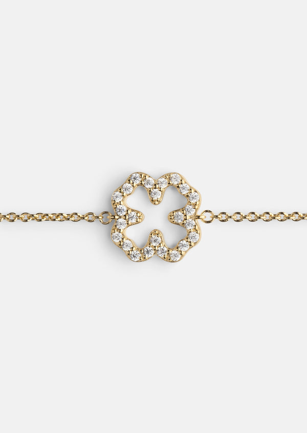 Skultuna Pavé Series - Four Leaf Clover Bracelet - Gold Vermeil