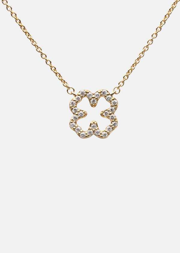 Skultuna Pavé Series - Four Leaf Clover Necklace - Gold Vermeil