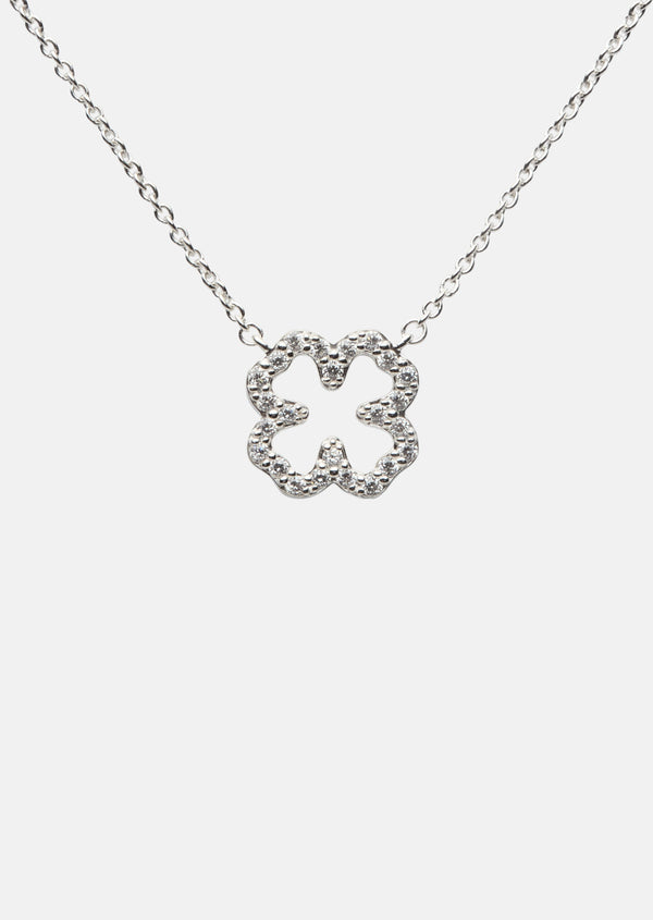 Skultuna Pavé Series - Four Leaf Clover Necklace - Sterling Silver