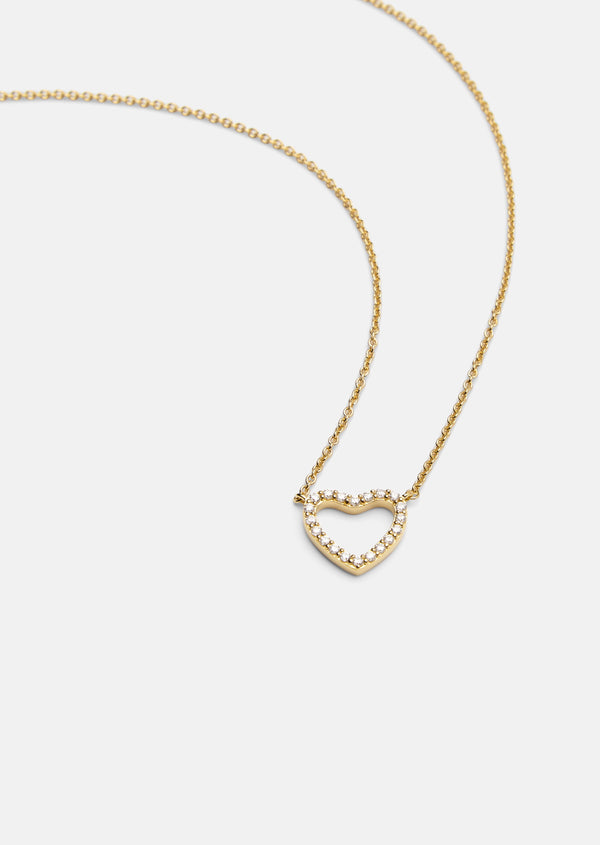Skultuna Pavé Series - Heart Necklace - Gold Vermeil
