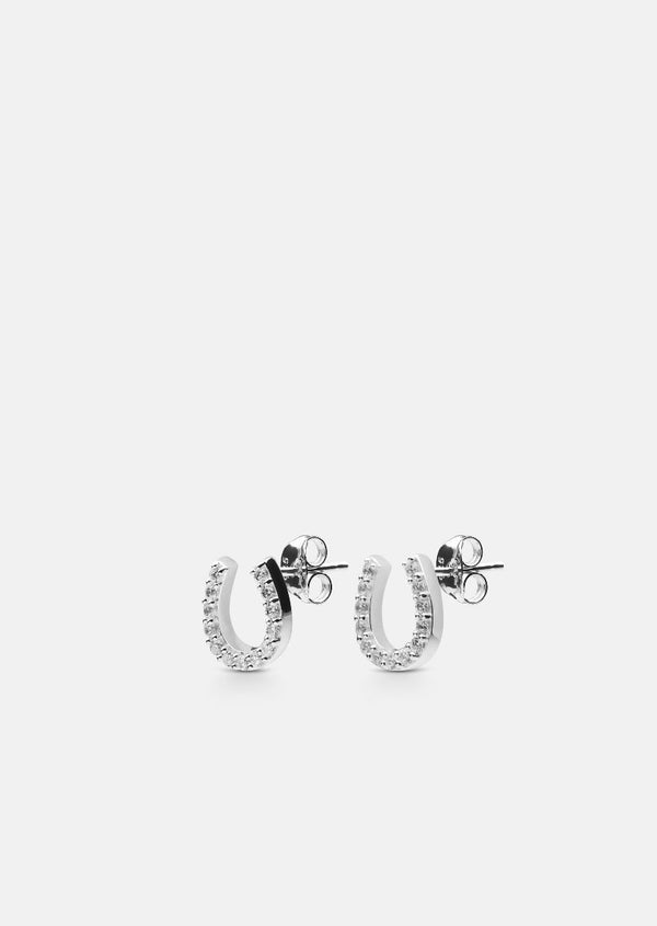 Skultuna Pavé Series - Sterling Silver - Horse Shoe Earrings