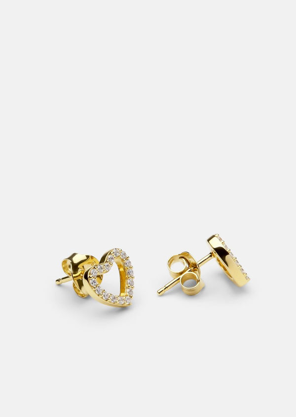 Skultuna Pavé Series -  Gold Vermeil - Heart Earrings