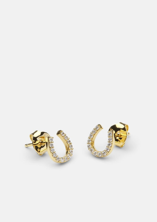 Skultuna Pavé Series -  Gold Vermeil - Horse Shoe Earrings