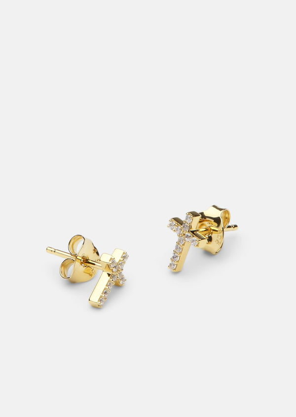 Skultuna Pavé Series -  Gold Vermeil - Cross Earrings