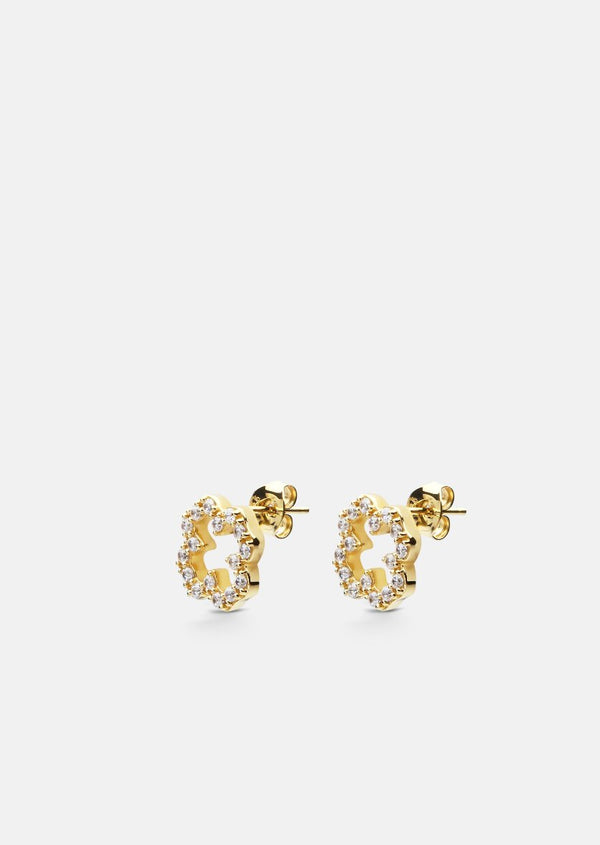 Skultuna Pavé Series -  Gold Vermeil - Four Leaf Clover Earrings