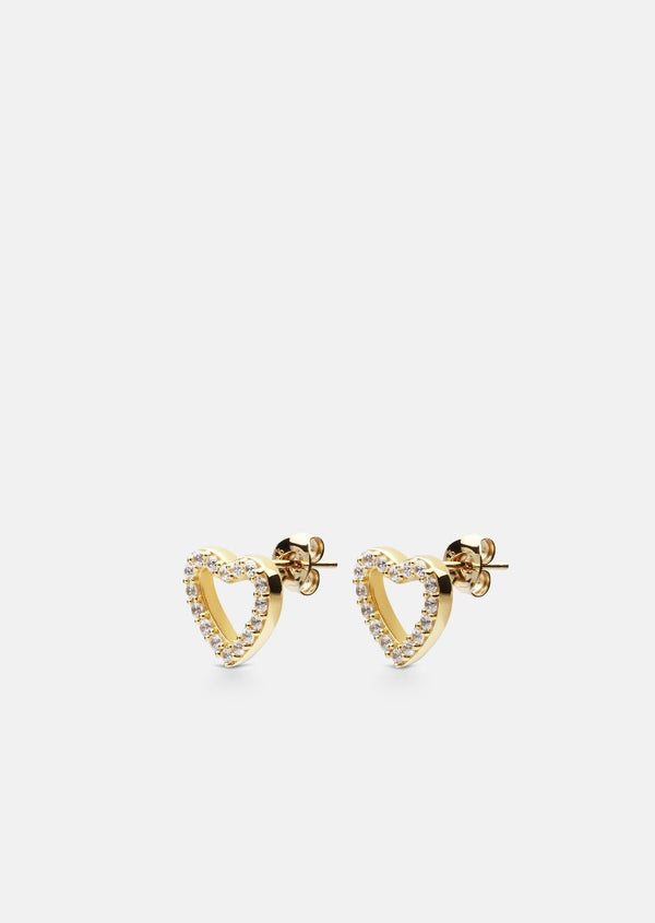 Skultuna Pavé Series -  Gold Vermeil - Heart Earrings