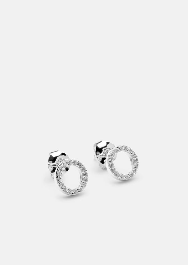 Skultuna Pavé Series - Sterling Silver - Circle Earrings