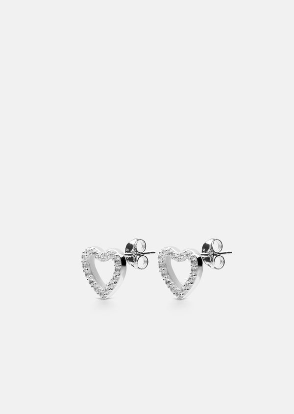 Skultuna Pavé Series - Sterling Silver - Heart Earrings