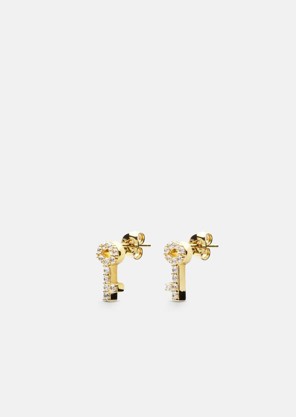 Skultuna Pavé Series -  Gold Vermeil - Key Earrings