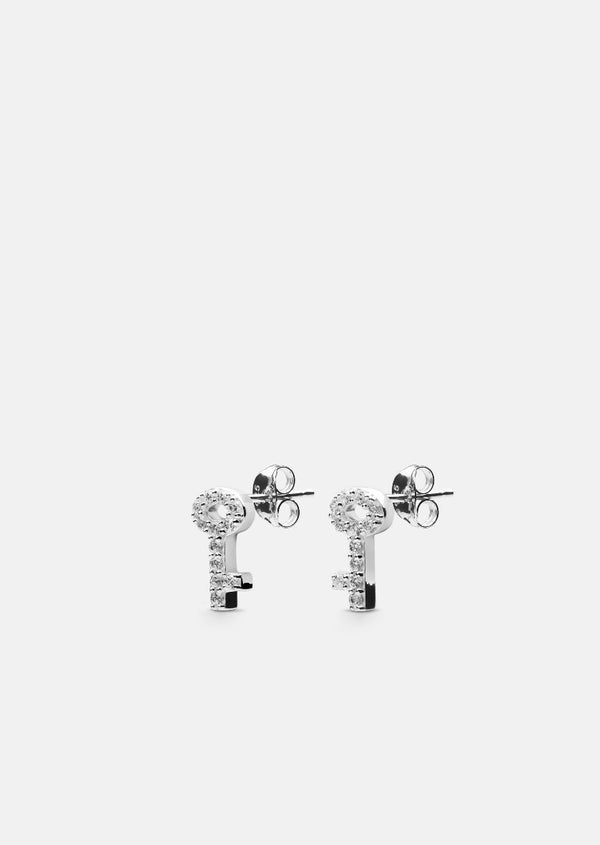 Skultuna Pavé Series - Sterling Silver - Key Earrings