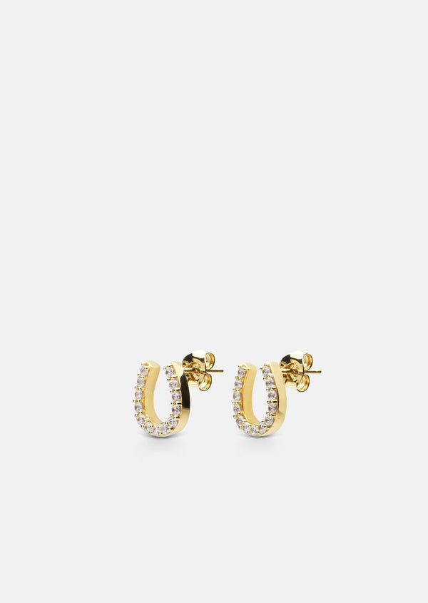 Skultuna Pavé Series -  Gold Vermeil - Horse Shoe Earrings