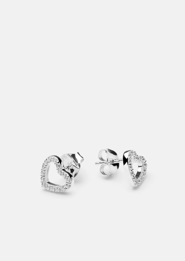 Skultuna Pavé Series - Sterling Silver - Heart Earrings