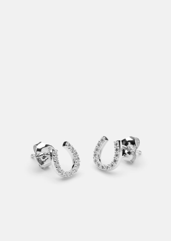 Skultuna Pavé Series - Sterling Silver - Horse Shoe Earrings