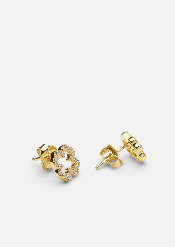 Skultuna Pavé Series -  Gold Vermeil - Four Leaf Clover Earrings