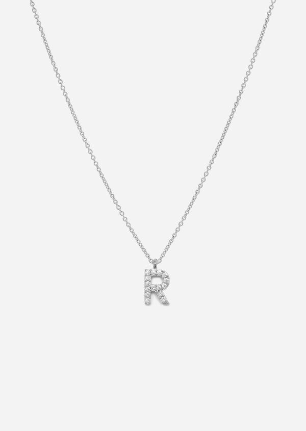 Pavé Letter - Sterling Silver - R