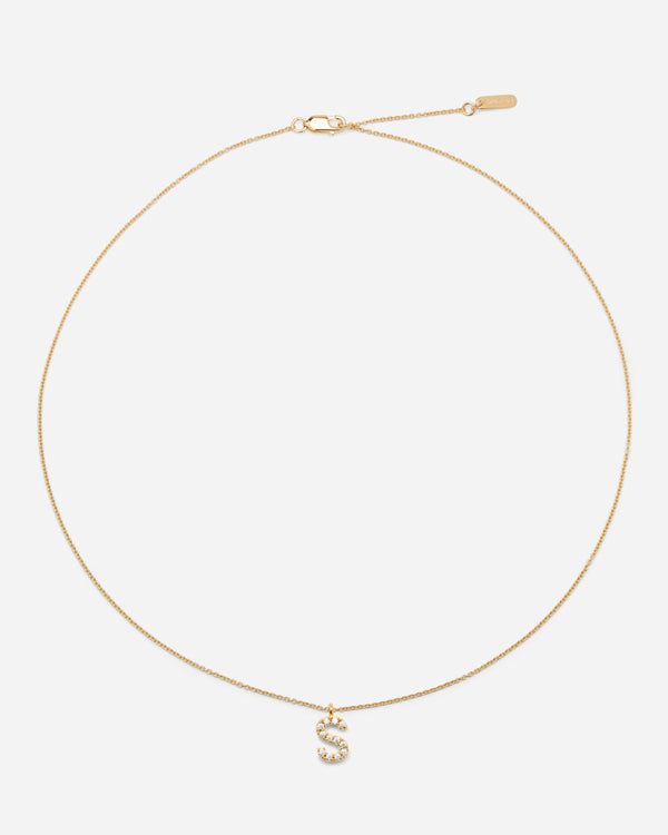 Pavé Letter - Gold Vermeil - S