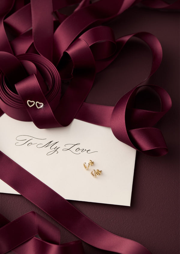 Pavé Symbol - Heart Earrings - Gold Vermeil