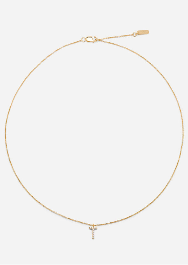 Pavé Letter - Gold Vermeil - T