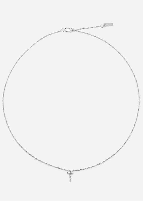 Pavé Letter - Sterling Silver - T