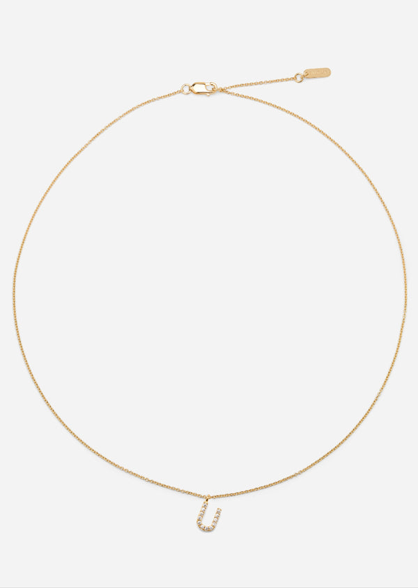 Pavé Letter - Gold Vermeil - U