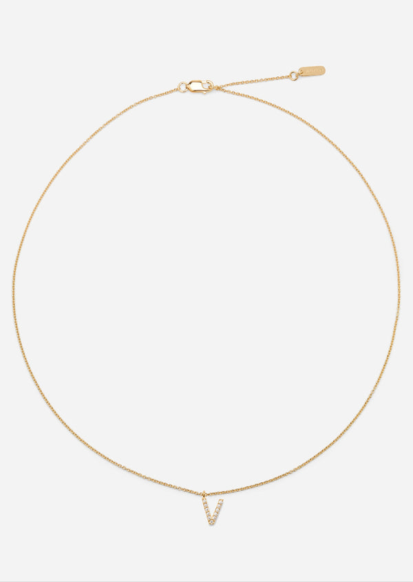 Pavé Letter - Gold Vermeil - V
